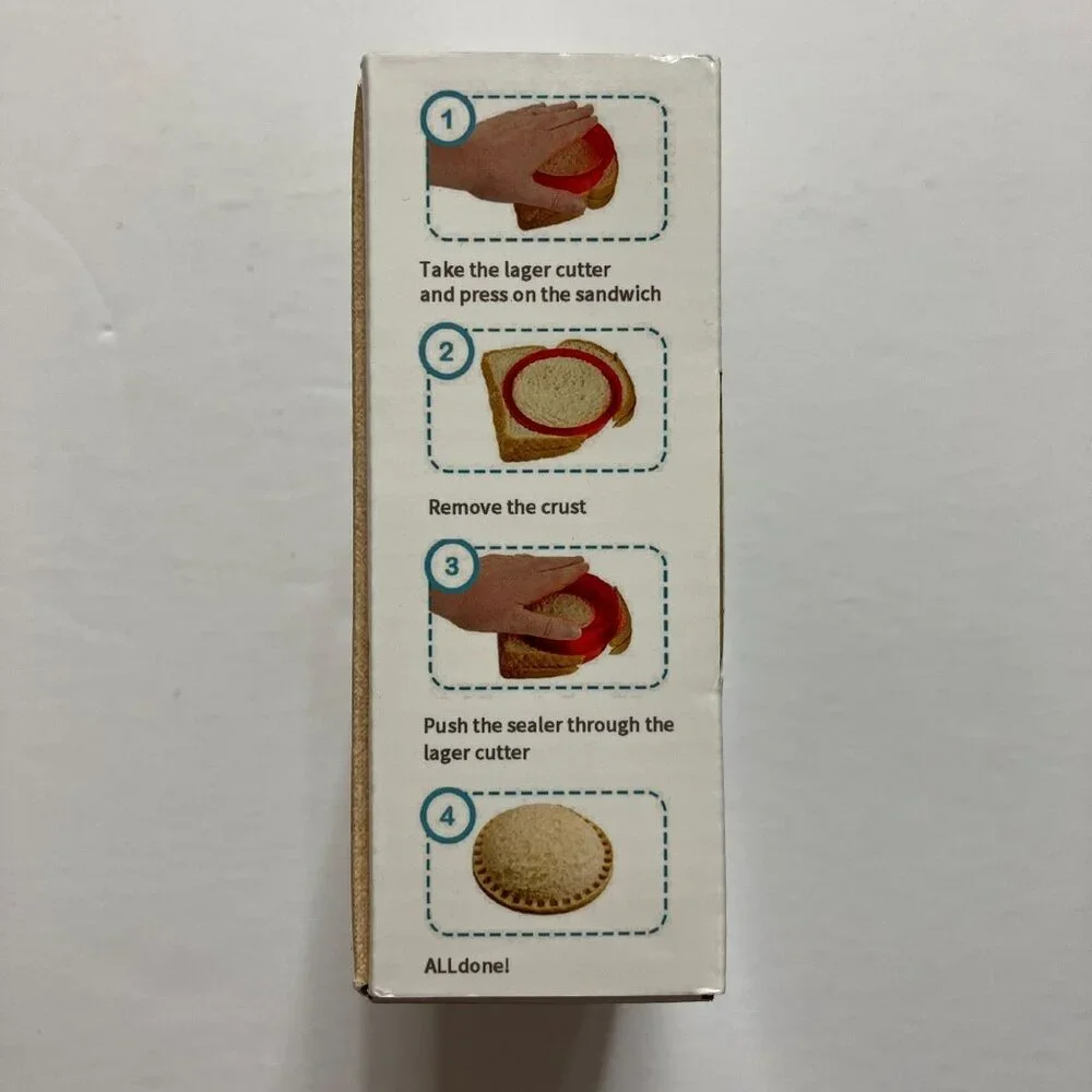 Sandwich Cutter & Sealer Set For Kids School Lunch Red Circle Round New